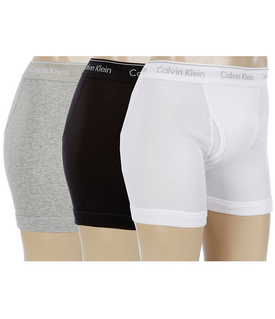 

Классические однотонные хлопковые трусы-боксеры Calvin Klein, 3 шт., мультиколор