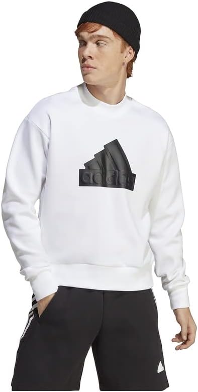 Мужская толстовка Adidas ECT62 Future Icon Badge of Sports с круглым вырезом, белый/черный — фото 4