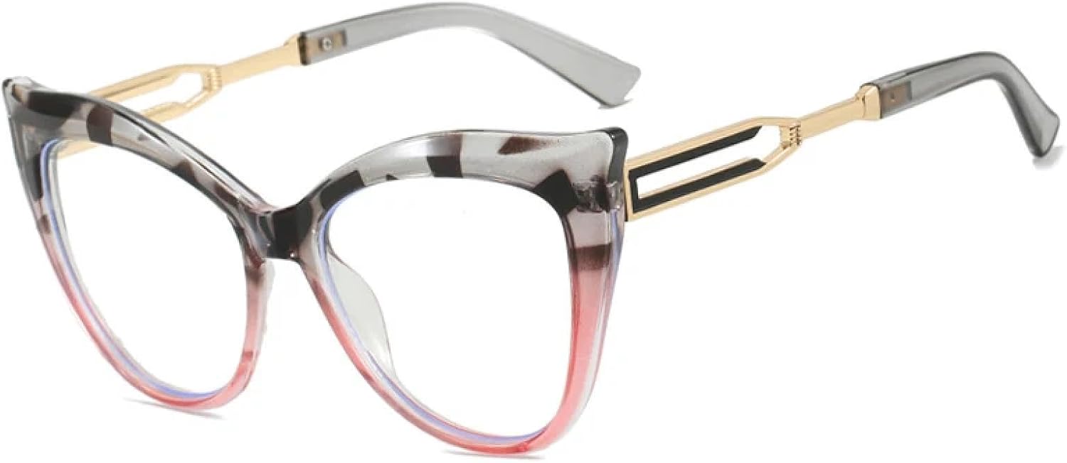 

Винтажные роскошные солнцезащитные очки «кошачий глаз» с ажурными металлическими дужками для женщин и мужчин, дорожные очки для вождения, защита от УФ-излучения UV400 TKKTLLT, Gray Leopard Clear