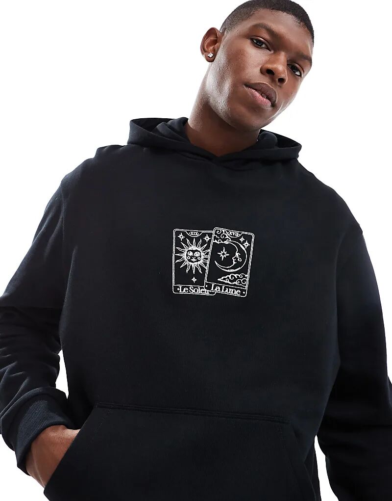 

Толстовка оверсайз с вышивкой спереди черного цвета ASOS DESIGN