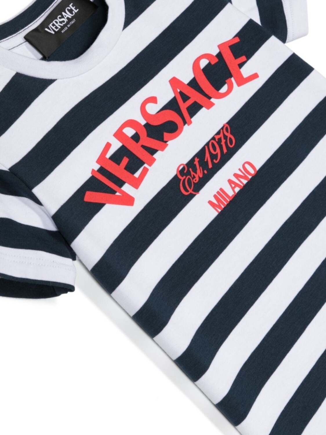 Versace Kids футболка в полоску с логотипом, белый — фото 3