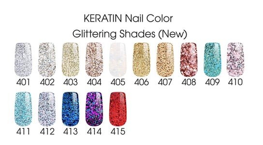 Кератиновый лак для ногтей 411 Golden Rose, Keratin Glitter Nail Color — фото 3
