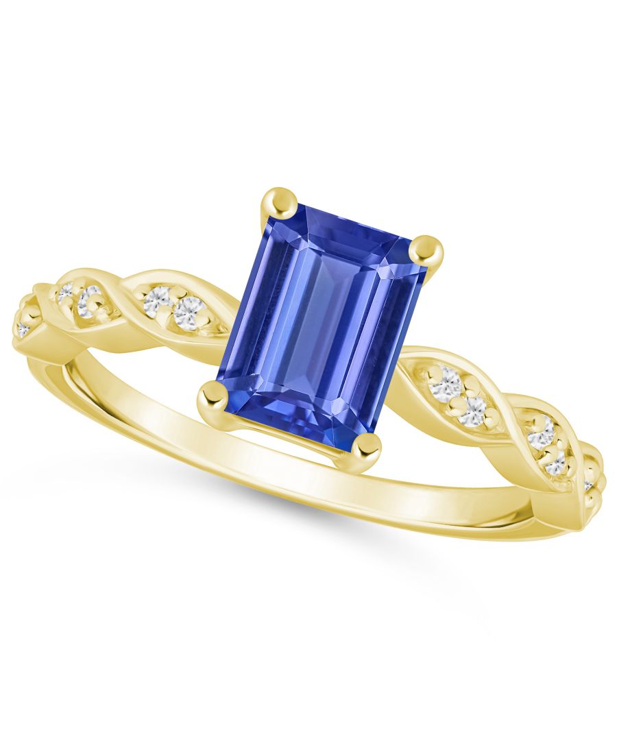 

Кольцо с аметистом (1,5 карата) и белым бриллиантом (1,20 карата) из белого золота 10 карат Macy's, Tanzanite/Yellow Gold