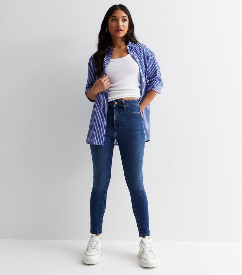 

Миниатюрные синие джинсы суперскинни Hallie с высокой талией New Look, синий