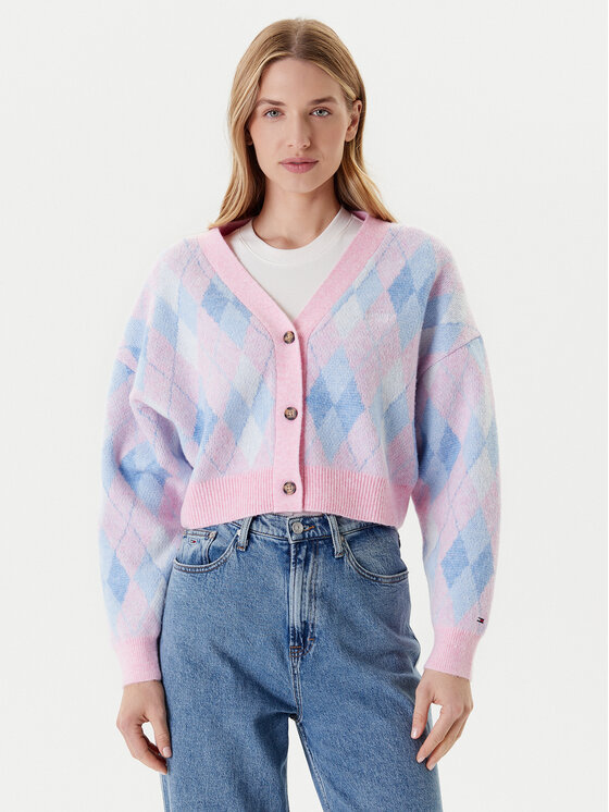 

Кардиган свободного кроя Argyle DW0DW21180 Tommy Jeans, розовый