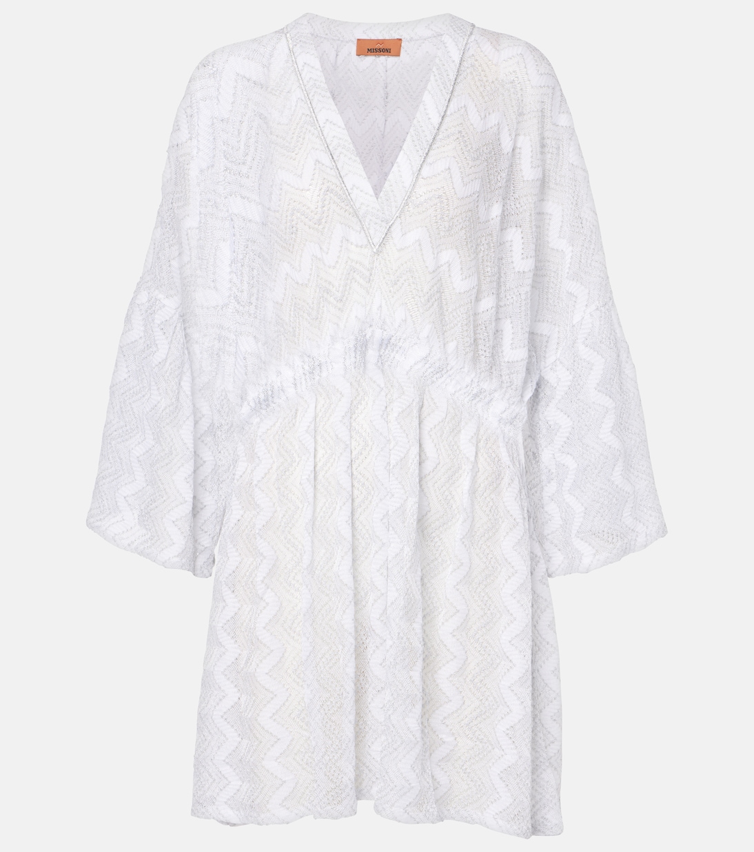

Пляжное платье зигзаг из ламе Missoni, White w/Silver Lame