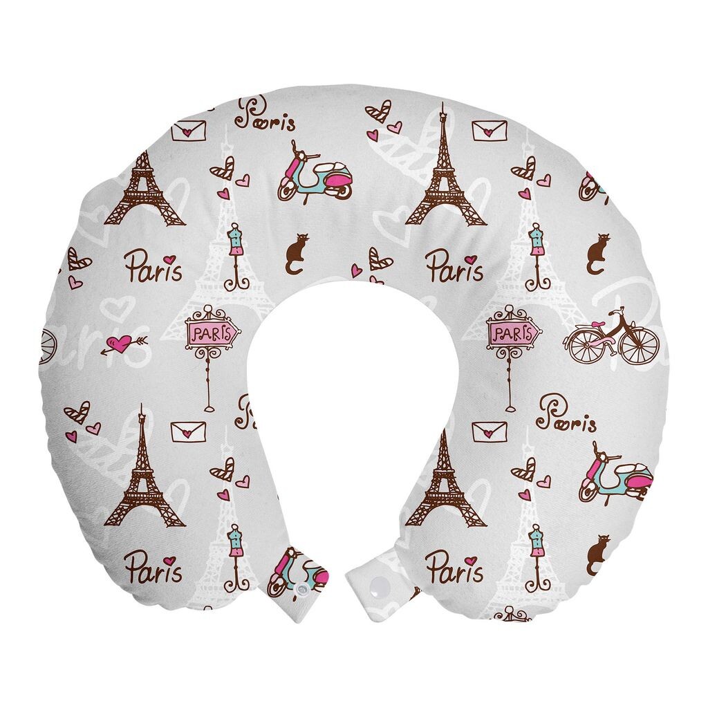 

ABAKUHAUS Paris Travel Pillow Подушка для шеи, Город любви и моды, Пенопластовые товары для путешествий в самолете и автомобиле, 30x30 см, Жемчужно-розовый редвуд