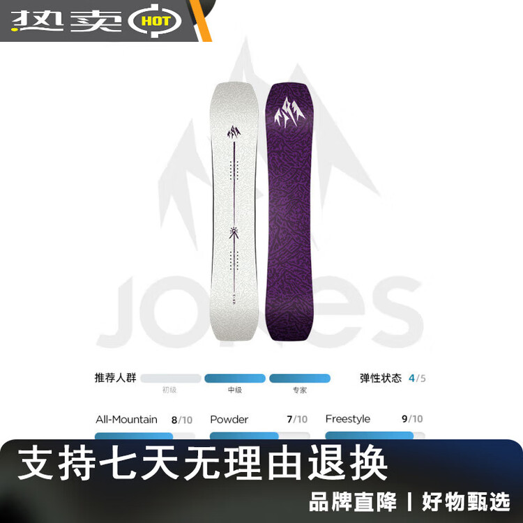 

JONES Сноуборд женский Lengshan, универсальный, порошковый, 140см