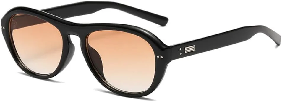 

Ретро-пилотские женские солнцезащитные очки класса люкс с декоративными заклепками, мужские панк-очки овальной формы, солнцезащитные очки UV400 LVTFCO, Black Orange