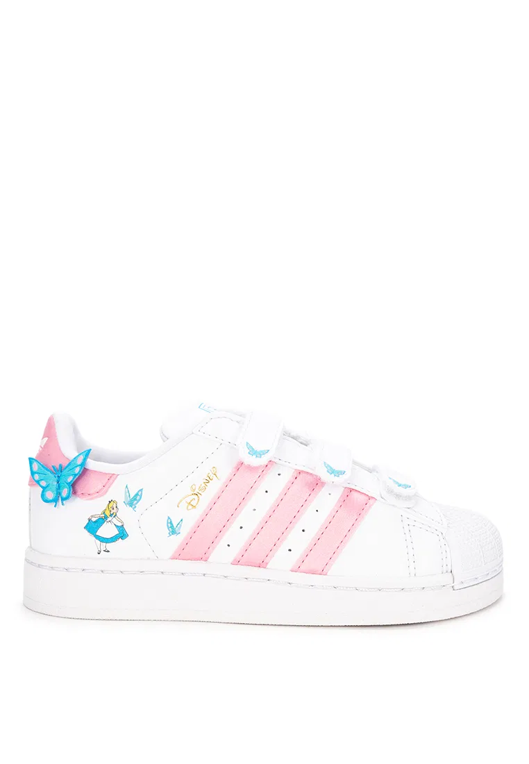 Кроссовки, на шнуровке, модель Superstar II, Adidas x Disney, белый/светло-розовый