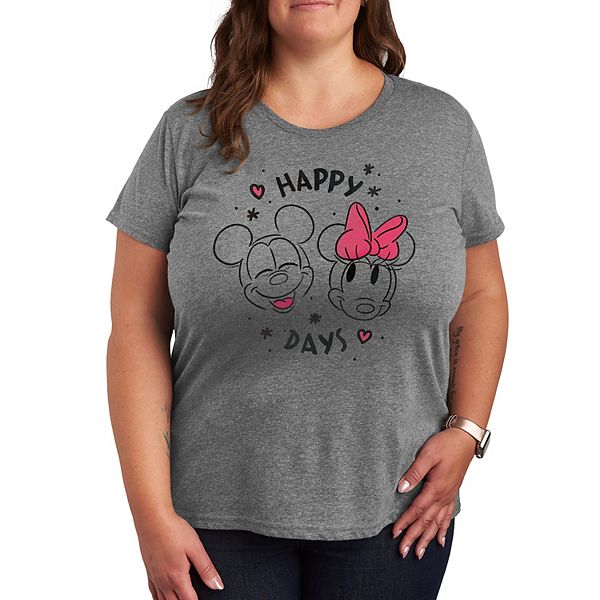 

Футболка plus size Mickey & Minnie Mouse Happy Days Disney, Heather Gray