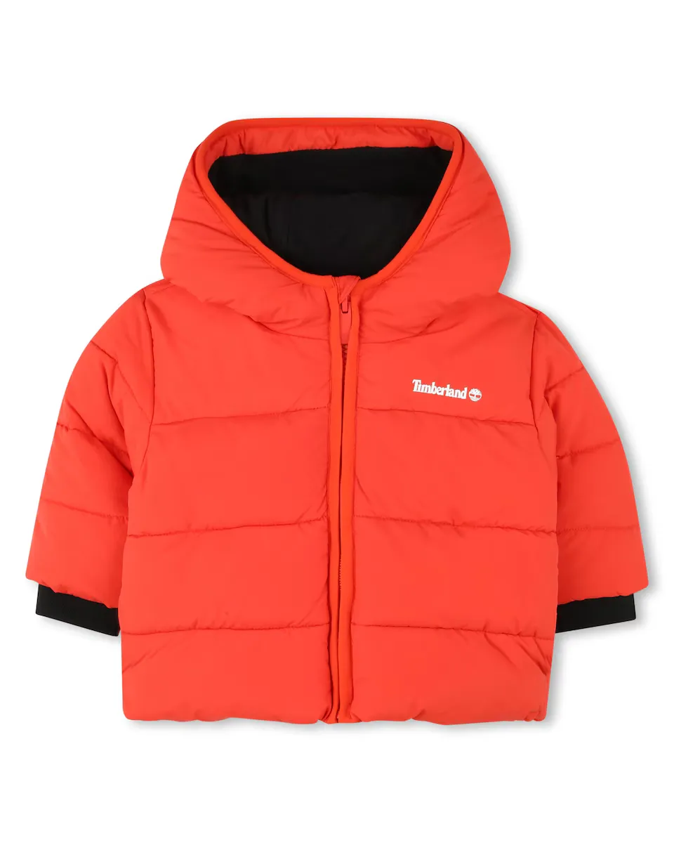 

Пуховик для мальчика с капюшоном и застежкой-молнией Timberland, красный