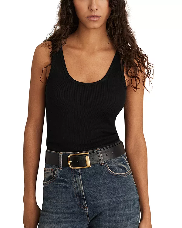 

Фиолетовый жилет с вырезом-лодочкой в рубчик Reiss, черный