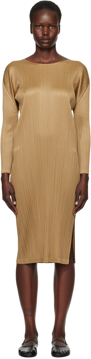 

Бежевое платье миди Monthly Colors December PLEATS PLEASE ISSEY MIYAKE