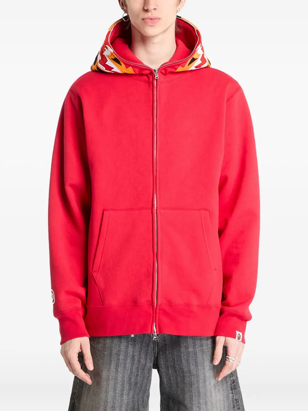 

Толстовка на молнии с вышитым тигром A BATHING APE, красный