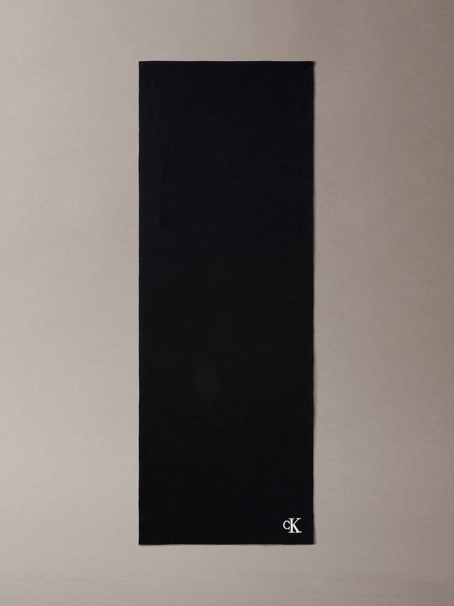 

Шарф с логотипом из тонкой рубчатой вязки Calvin Klein, Black