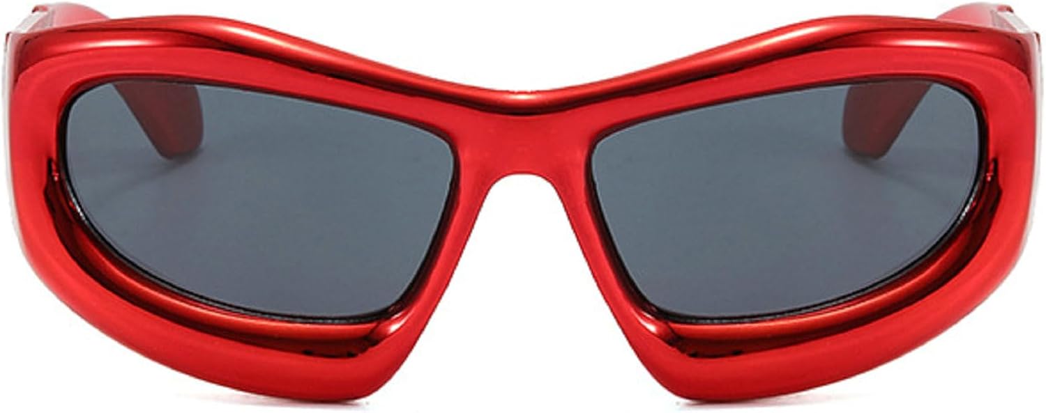 

Модные солнцезащитные очки с синими зеркальными линзами в стиле Y2K для женщин, винтажные большие солнцезащитные очки «кошачий глаз» для мужчин, хип-хоп панк очки, женские солнцезащитные очки mincl, Red