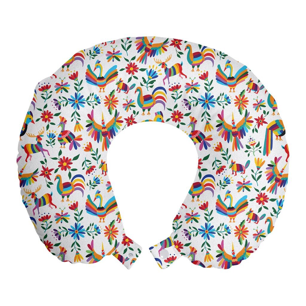 

ABAKUHAUS Mexican Travel Pillow Подушка для шеи, Natural Inspiration Art, Пенопластовые дорожные принадлежности для самолета и автомобиля, 30x30 см, Разноцветные
