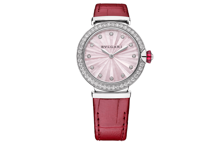

BVLGARI Часы LVCEA Wrist Watch Automatic Mechanical Movement Crocodile Leather Strap 33mm Pink Watch Dial Women's Watch, Pink