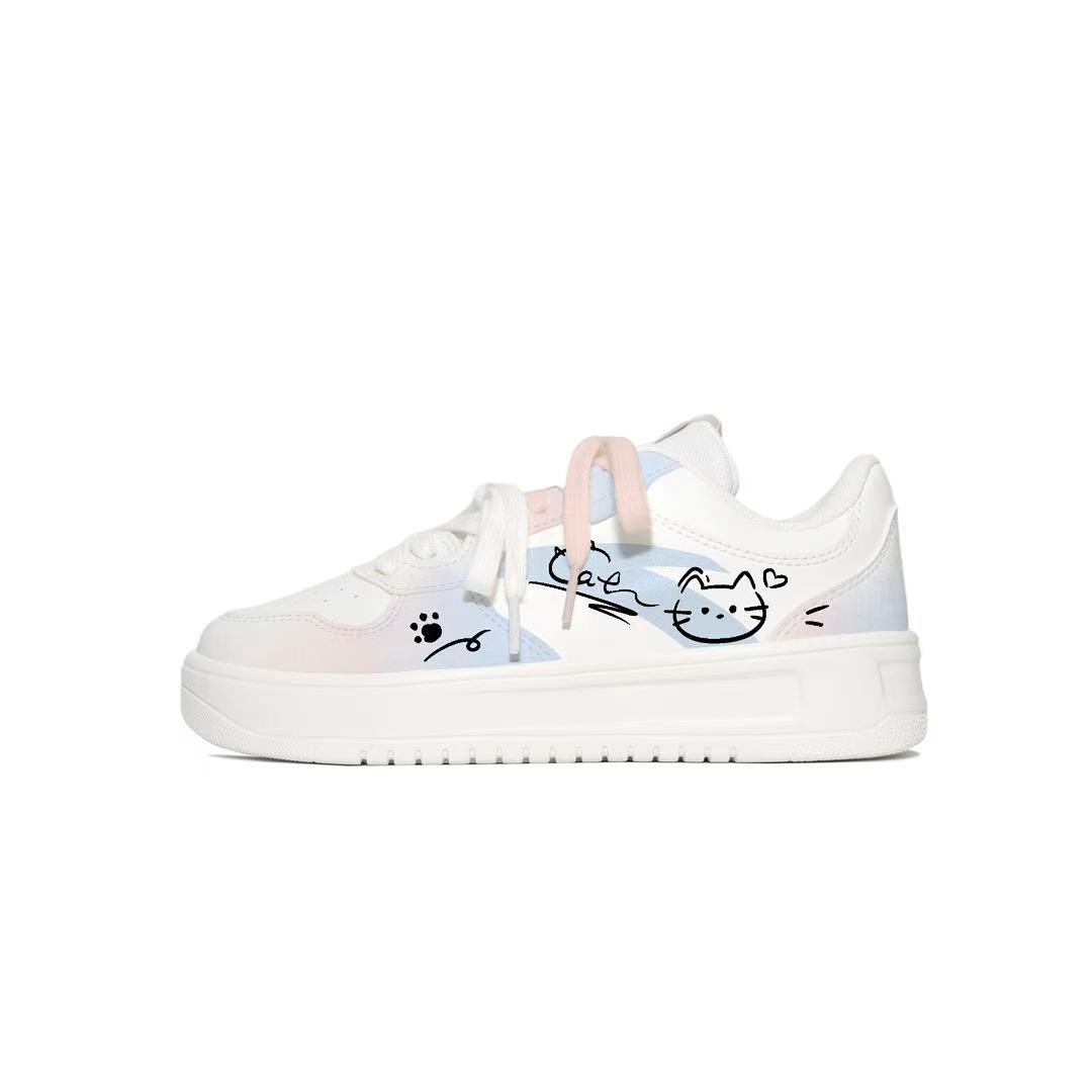 

ANTA Легкие кроссовки Easy Cat Pink Blue, освежающий кампус-стиль, милый, сладкий стиль, нишевые парные белые туфли из синтетической кожи