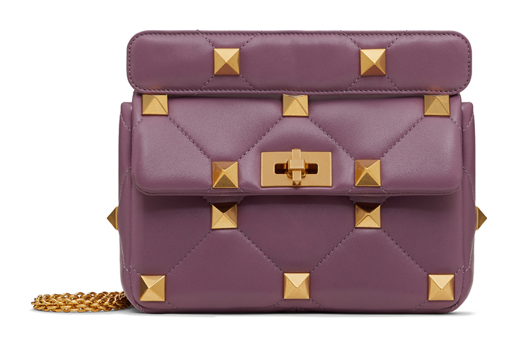

Valentino Большая женская сумка из овечьей кожи с заклепками, наплечная сумка, сумка через плечо, фиолетовая