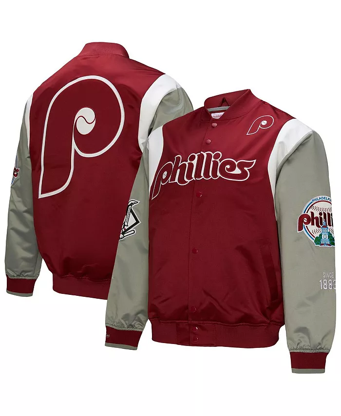 

Мужская бордовая/серая бейсбольная куртка Philadelphia Phillies Cooperstown Collection Team Origins на молнии Mitchell & Ness