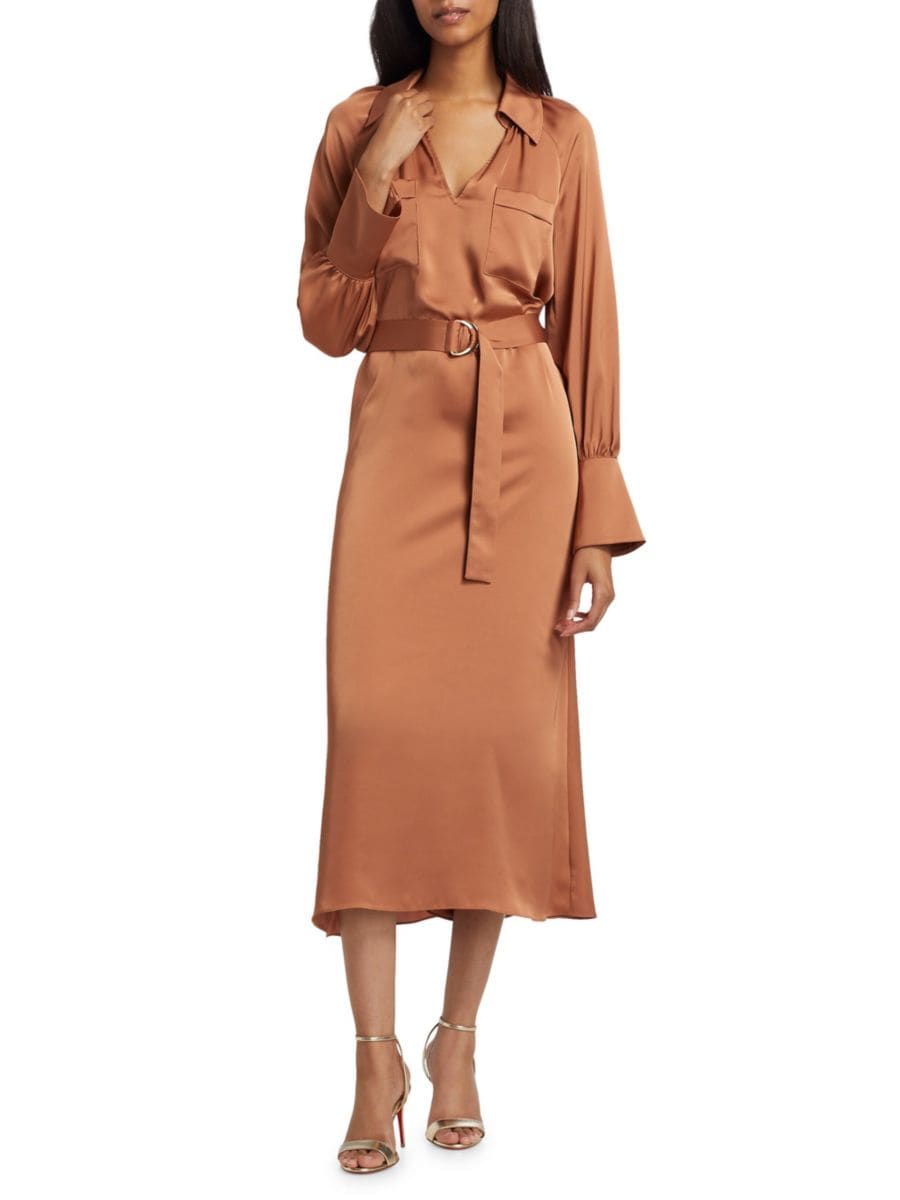 

Платье-миди с поясом Cecilia Ramy Brook, цвет Saddle