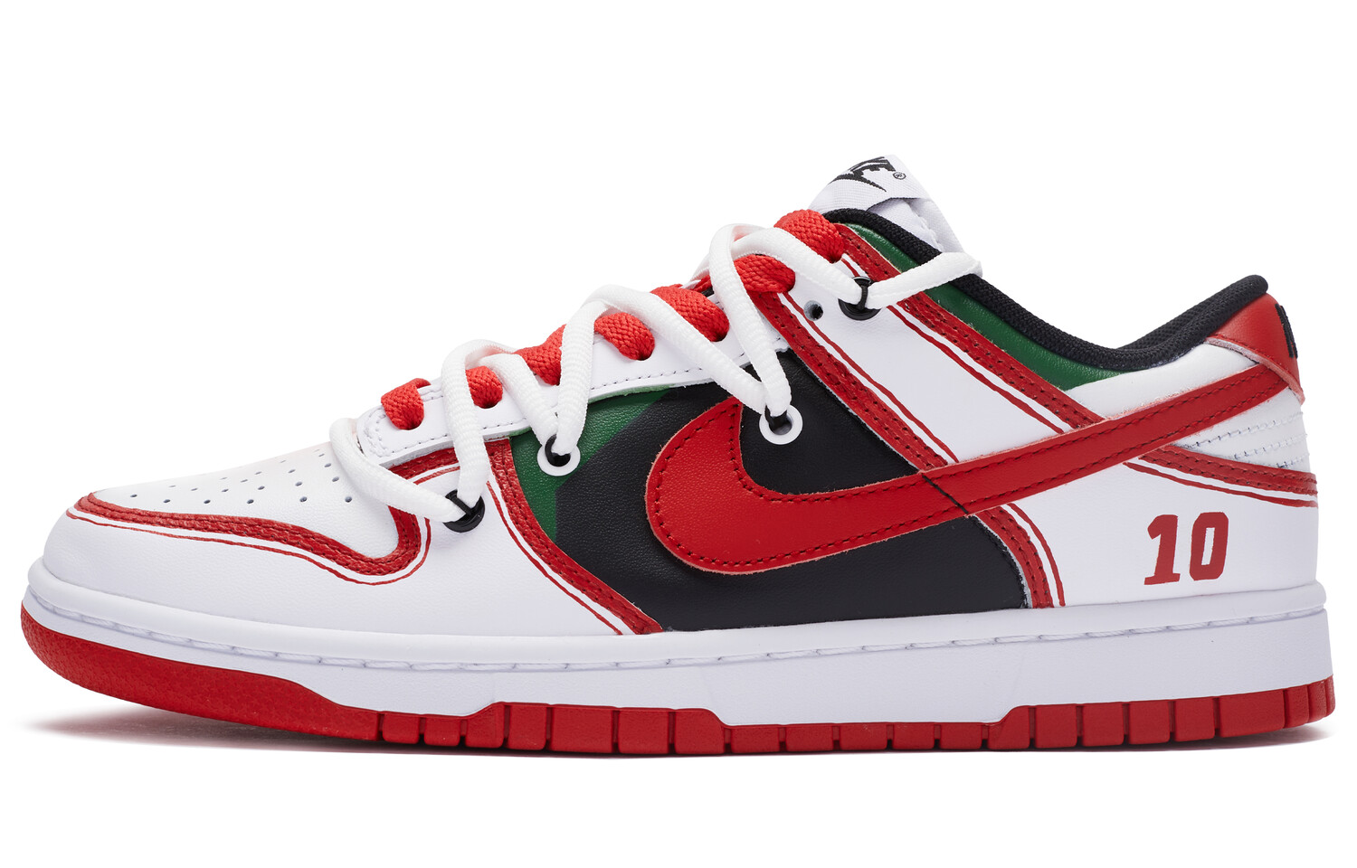 

Кроссовки Nike Dunk Skateboard Shoes Unisex Low-Top White, Red, Black And Green