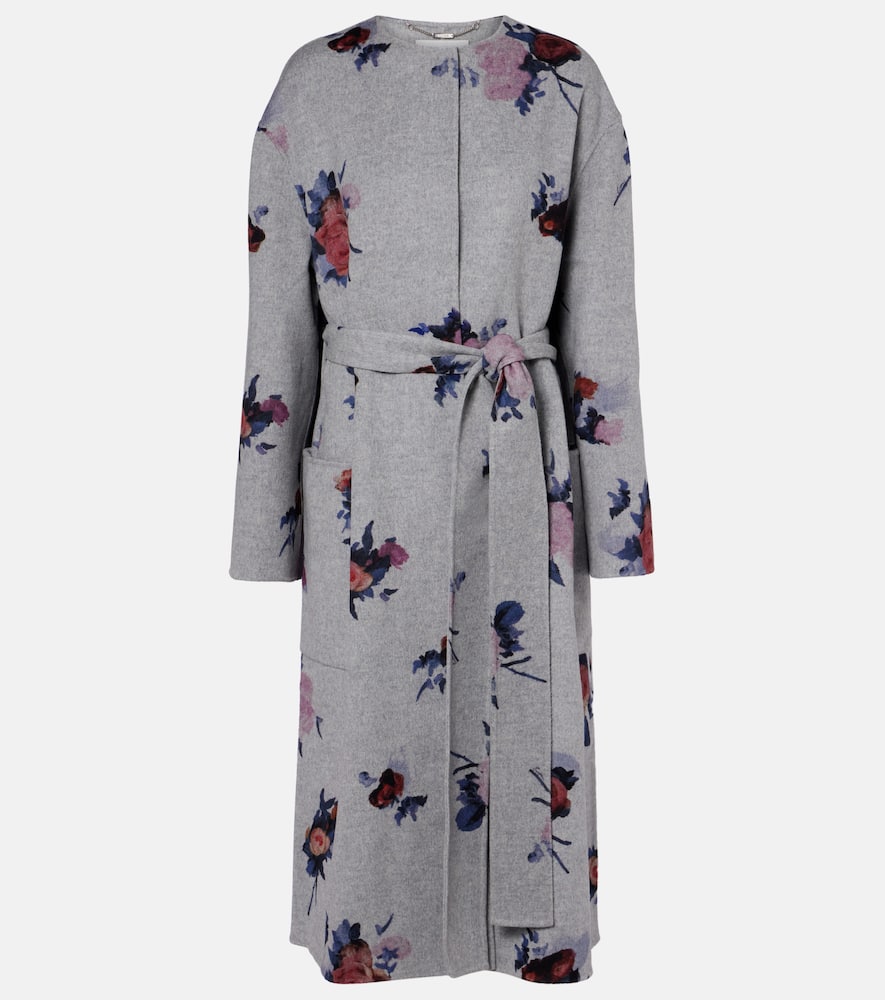 

Цветочное шерстяное пальто Erdem, Painted Rose Grey Melange