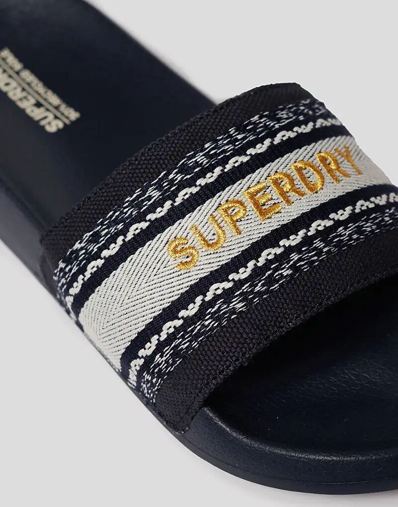 Шлепанцы для бассейна Superdry Vegan, выполненные из тканой ткани, в цвете «настоящий темно-синий» — фото 2