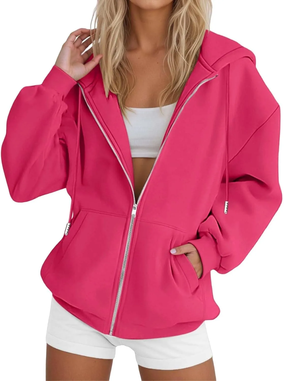 

Толстовка с капюшоном на молнии женская оверсайз Franterd