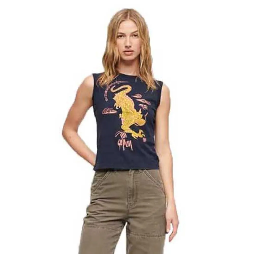 

Футболка Superdry Kailash Dragon Slim, синий