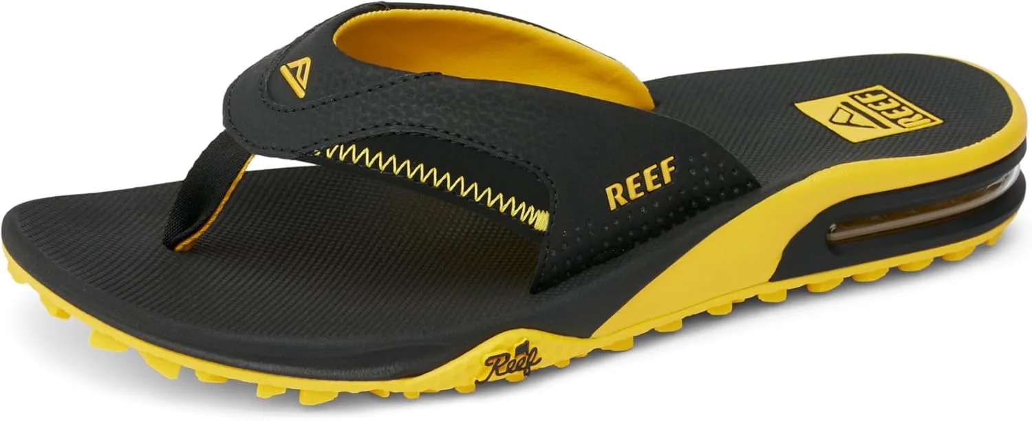 Мужские вьетнамки REEF Fanning с открывалкой для бутылок, черный/желтый