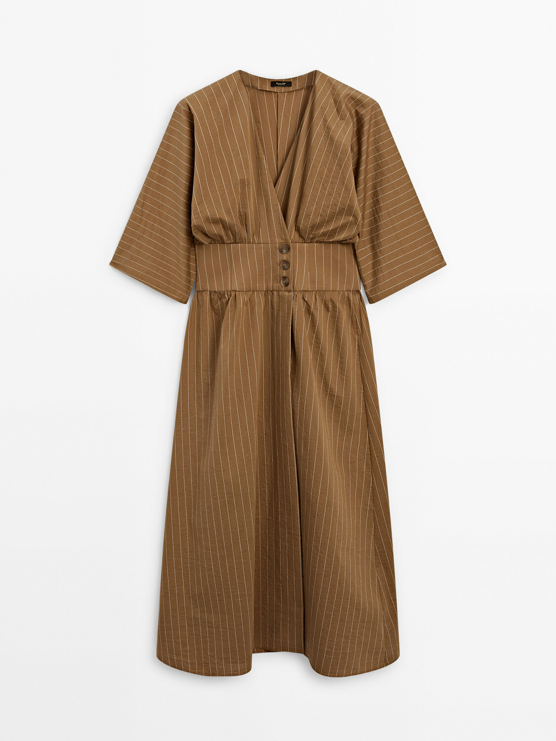 

Платье из поплина с полосатым принтом Massimo Dutti, коричневый