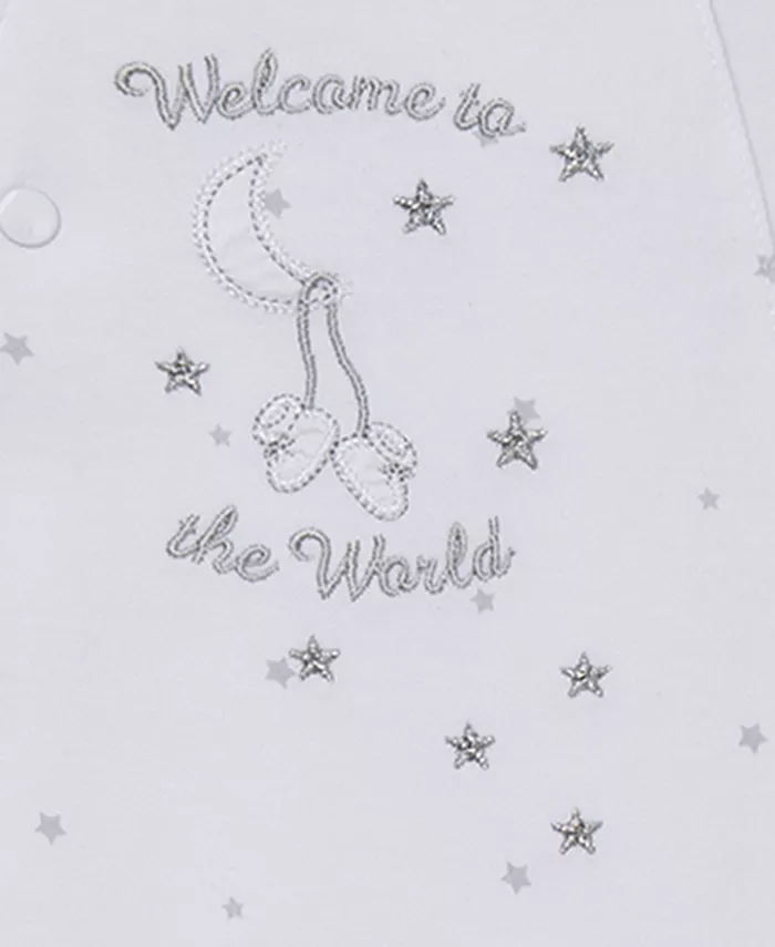 Детский комбинезон с ножками и шапочка "Welcome To The World", 2 предмета, для мальчиков или девочек Little Me, белый — фото 2
