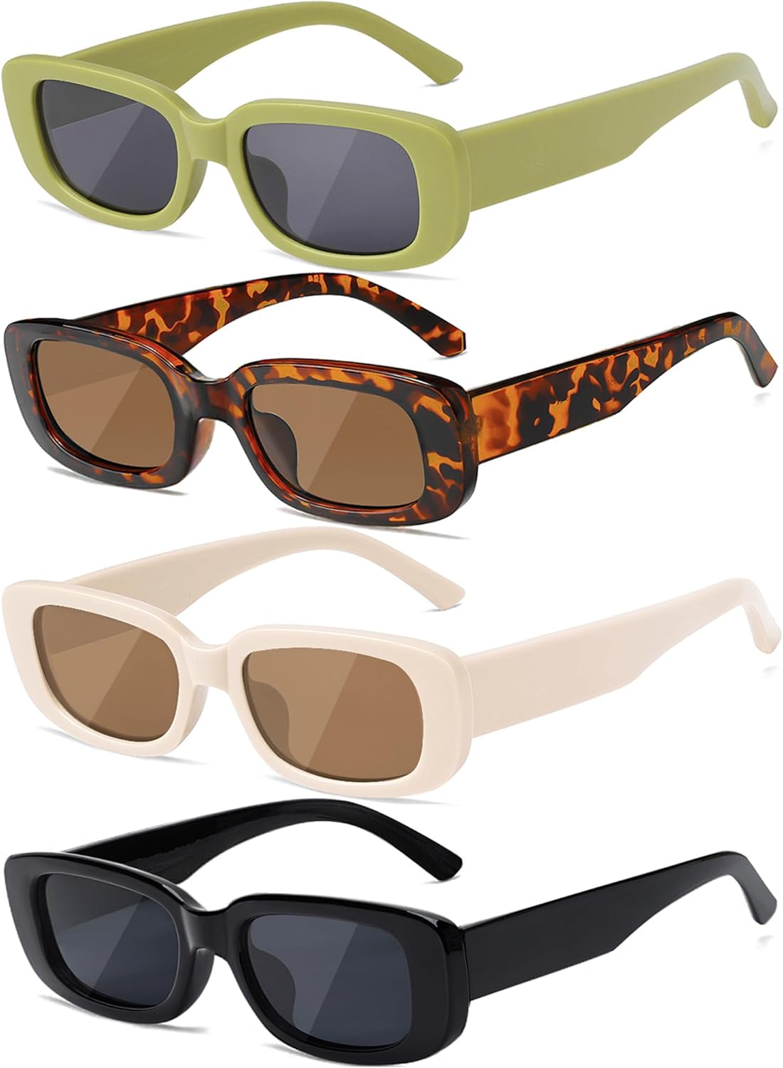 

4 пары ретро-винтажных солнцезащитных очков, маленькие квадратные и прямоугольные, в стиле 90-х, модные очки Y2K для женщин, эстетичные аксессуары Tskestvy, Polarized a