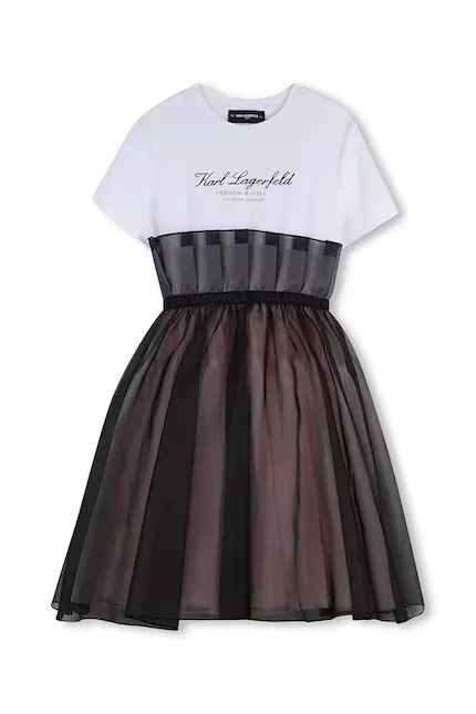Платье детское из смесового хлопка Karl Lagerfeld, розовый — фото 2