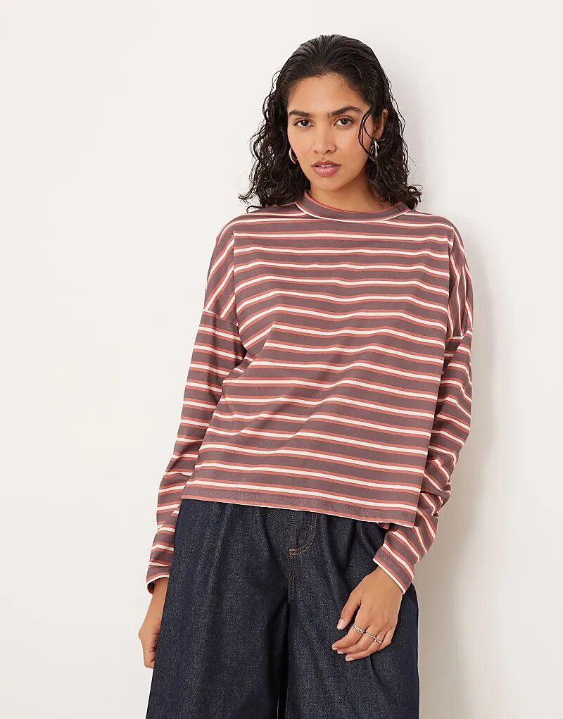 

Длинный свободный топ в полоску с широкими рукавами ASOS DESIGN красного цвета