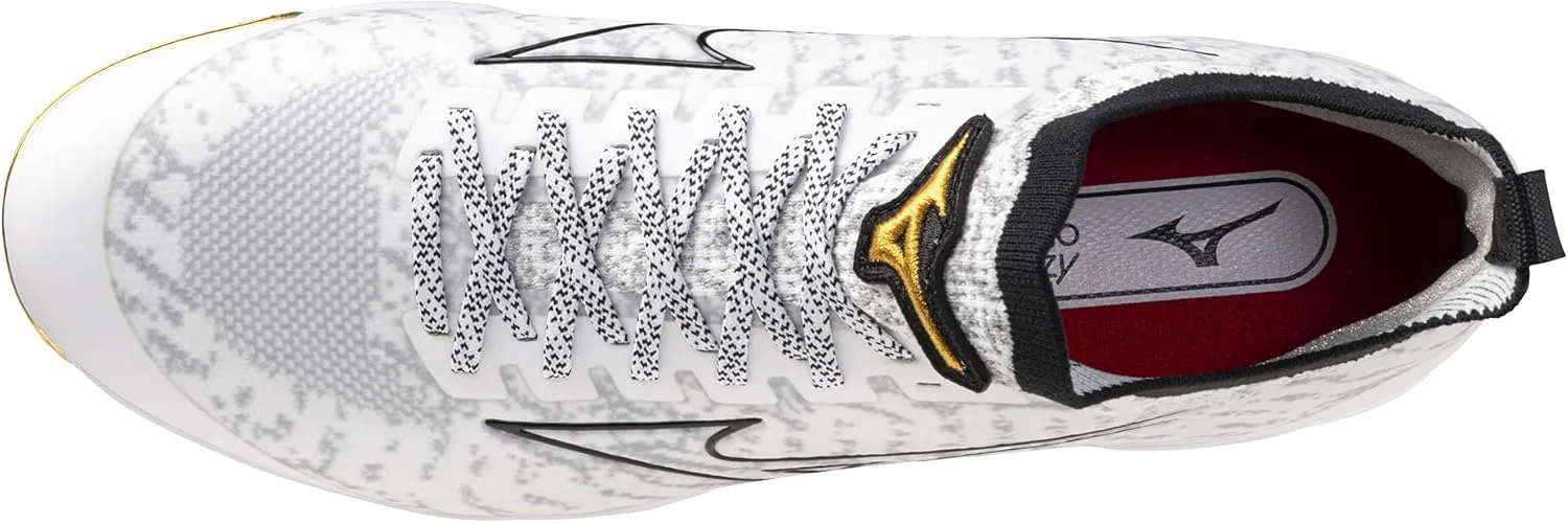 

Бейсбольные бутсы Mizuno Mens Dominant Knit 2 Low для мужчин с TPU подошвой, белый/золотой