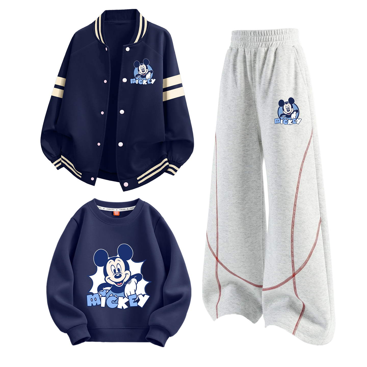 

Детская повседневная спортивная одежда с круглым вырезом Moderate Disney, di puqiang k темно-синий+di puqiang k белый heather серый+di puqiang темно-синий