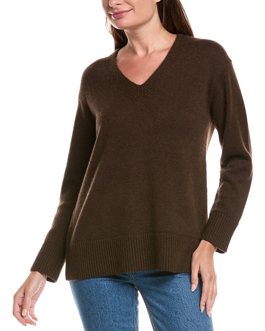 

Кашемировый свитер с V-образным вырезом THE CASHMERE PROJECT, коричневый