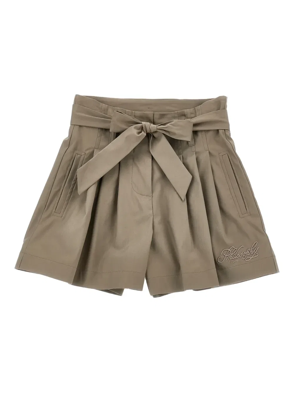 Шорты с вышивкой Philosophy Di Lorenzo Serafini Kids, бежевый