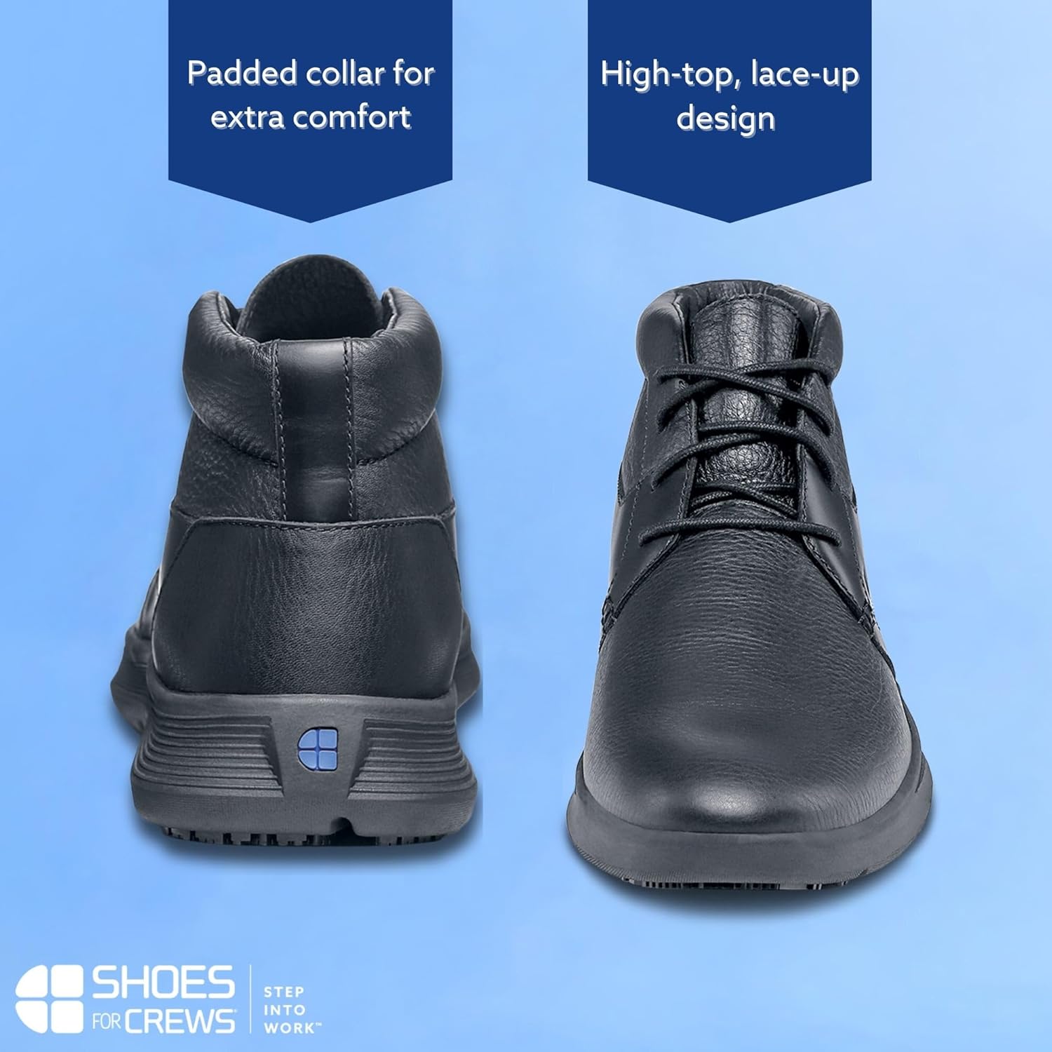 Мужские кроссовки с высокой посадкой и противоскользящей подошвой Shoes for Crews - удобная обувь для мужчин, работающих в сфере общественного питания, гостиничного бизнеса и здравоохранения - модель Holden, черный — фото 4