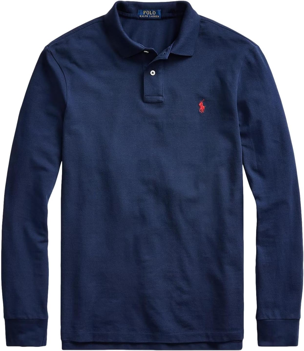 

Polo Ralph Lauren классический крой длинный рукав мягкий поло, Custom-Slim Navy