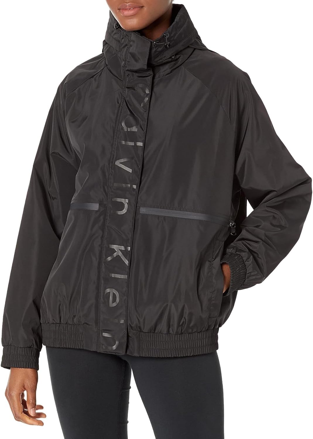 

Calvin Klein Женская легкая ветровка на каждый день с защитой от влаги, Logo Striped Black