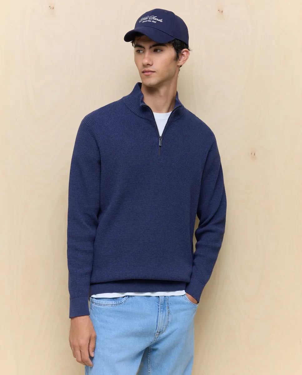 

Мужской свитер с воротником и молнией Easy Wear, синий