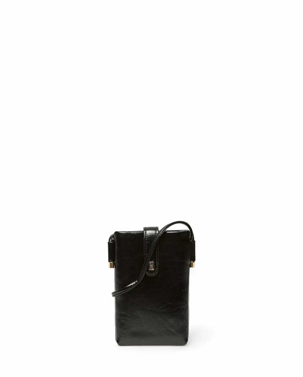 

Мобильный кошелек из лакированной кожи на шнурке Sfera, черный