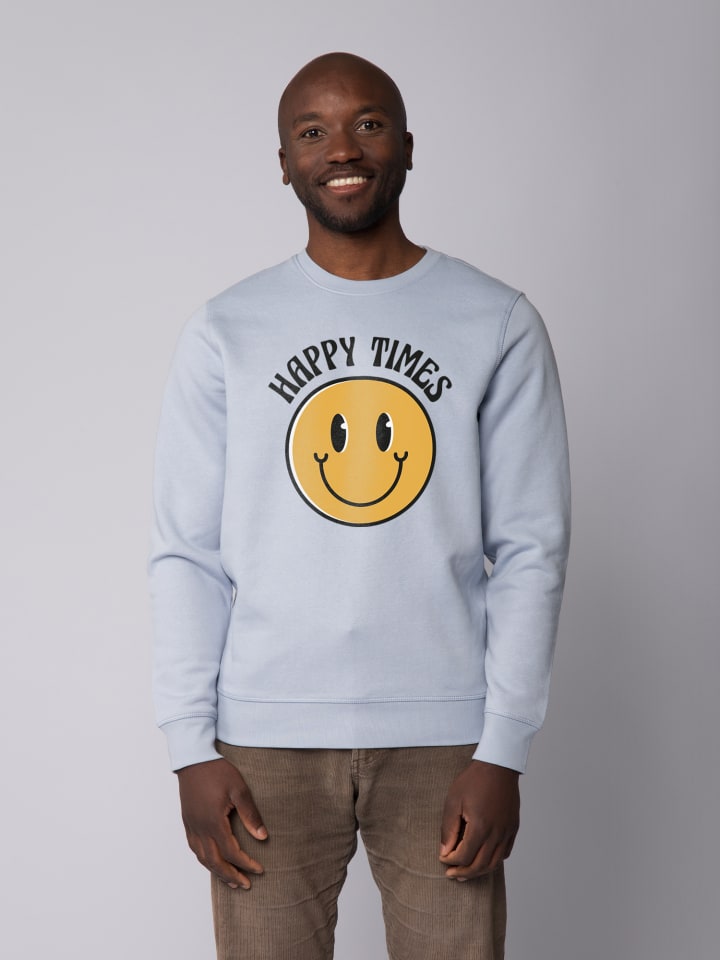 

Толстовка wat Apparel Happy times smiley emoji, цвет serene blue