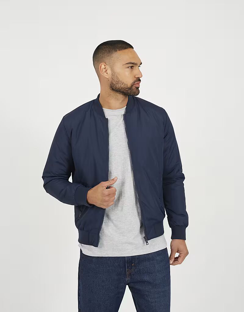 

Куртка-бомбер без воротника на молнии в темно-синем цвете Brave Soul