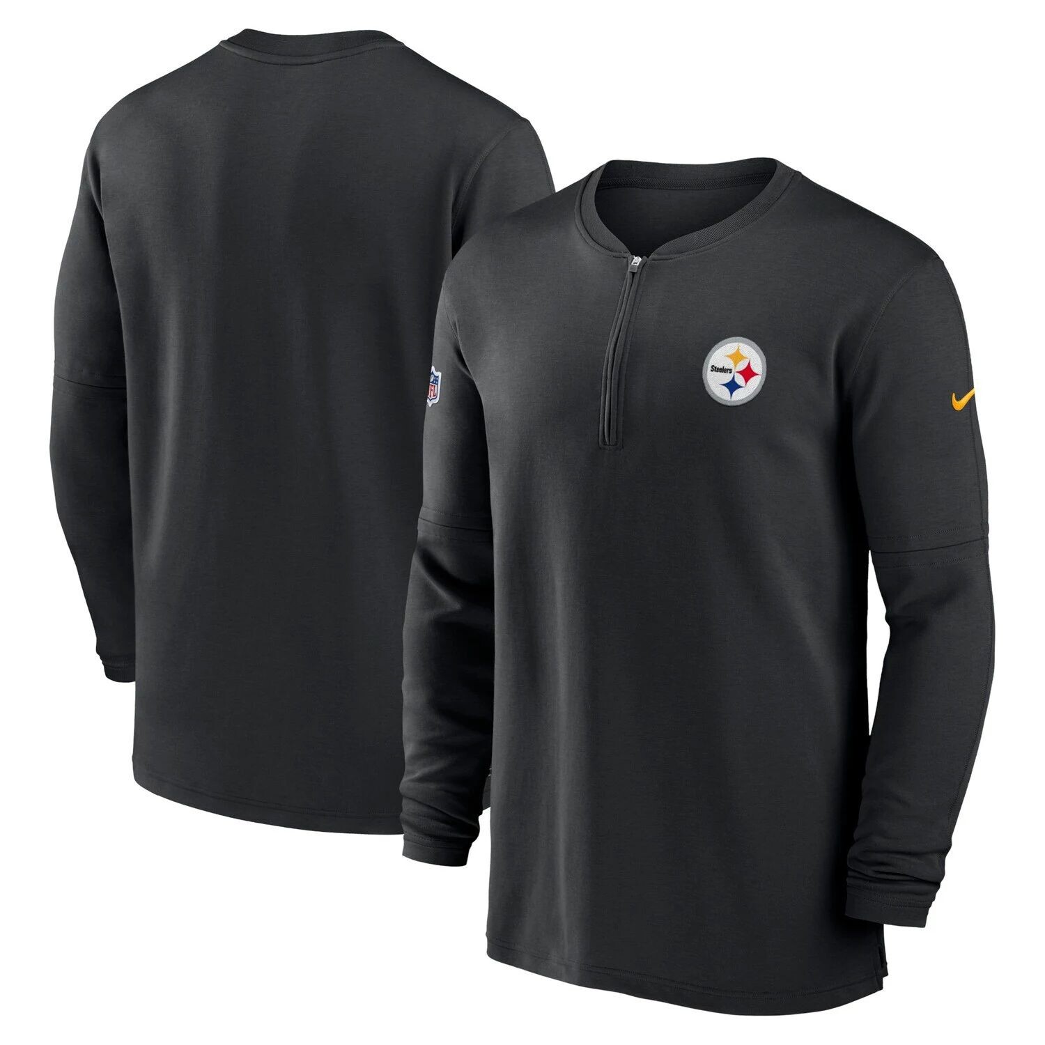 

Мужская черная футболка Pittsburgh Steelers 2023 Sideline Performance с молнией четверть рукава и длинным рукавом Nike, Черный, Мужская черная футболка Pittsburgh Steelers 2023 Sideline Performance с молнией четверть рукава и длинным рукавом Nike